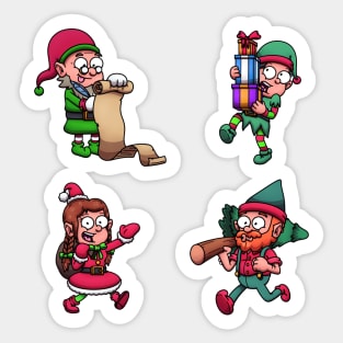 Christmas Elves Preparing For Christmas Sticker